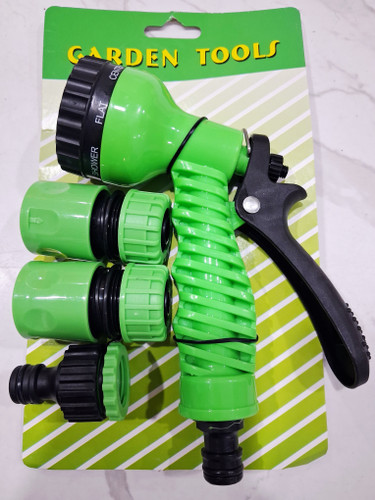 کارواش سر شلنگی 7 کاره حرفه ای با لوازم ۴ تیکه دسته پلاستیکی ضغیم برند GARDEN TOOLS